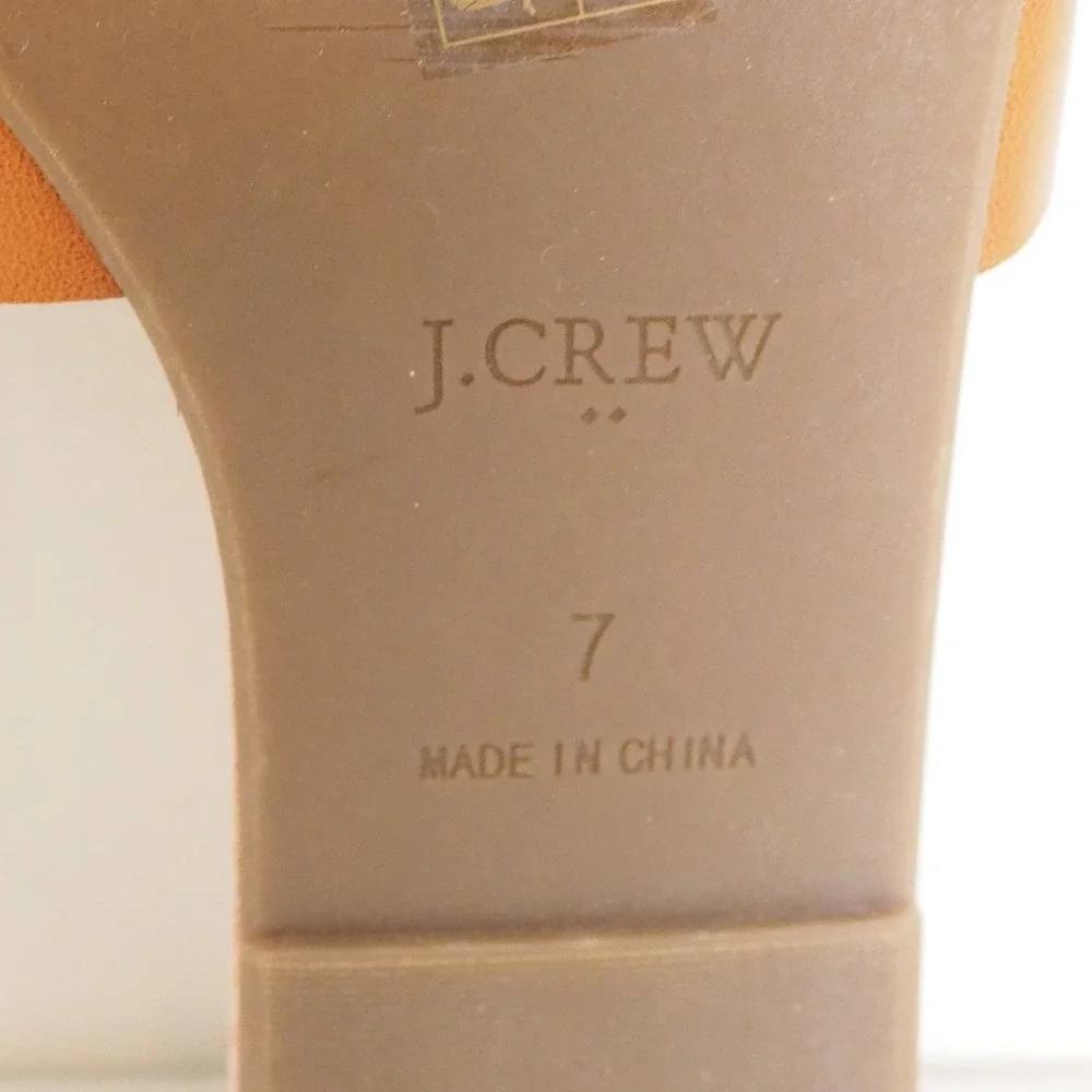 J.Crew Women's Size 7 Tan Brown‎ Leather Slide Sandals Flat Slip On "H" Shape - Picture 10 of 11